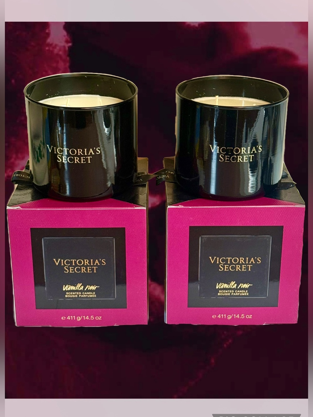 2X VANILLA NOIR Scented 3-wick Candle Victoria's Secret Home Black Jar 14.5 oz